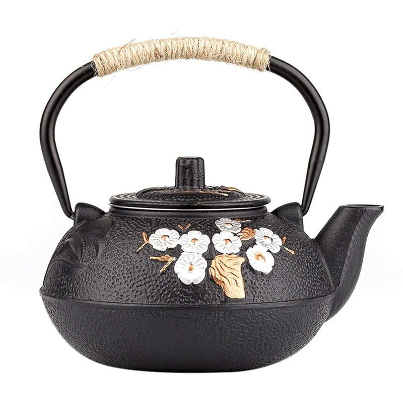 800ml Teapot with Infuser Strainer Plum Blossom Cast Iron Tea Kettle