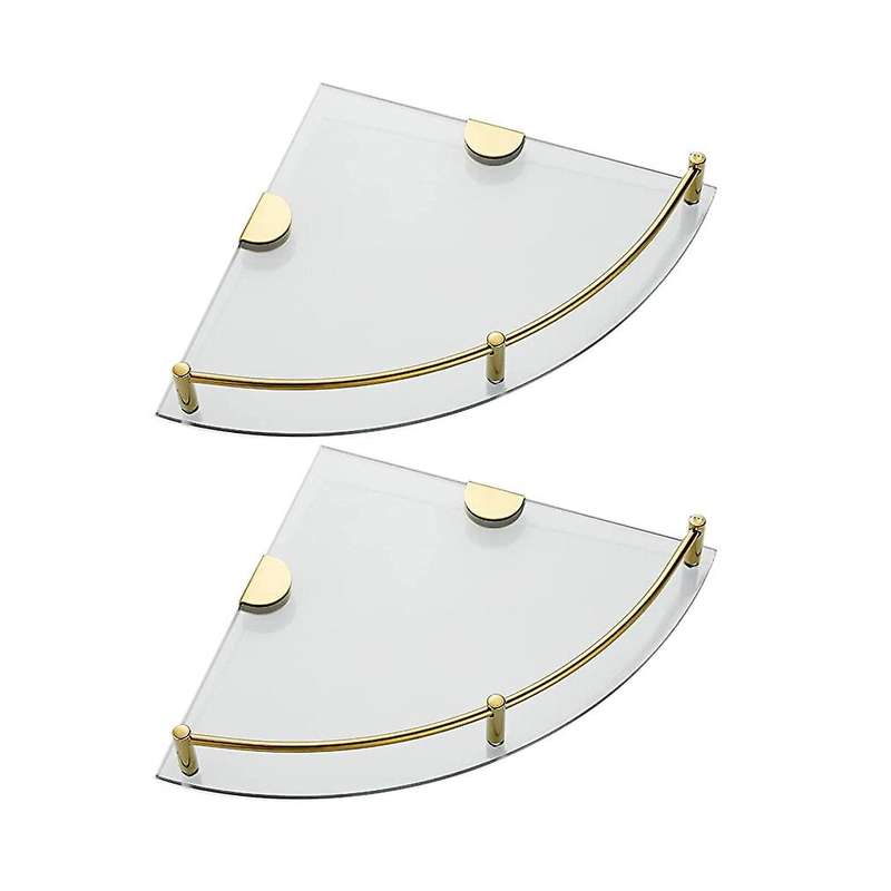Bathroom Shelves, 2-tier Bathroom Glass Corner Shelf Wall Mounted-b