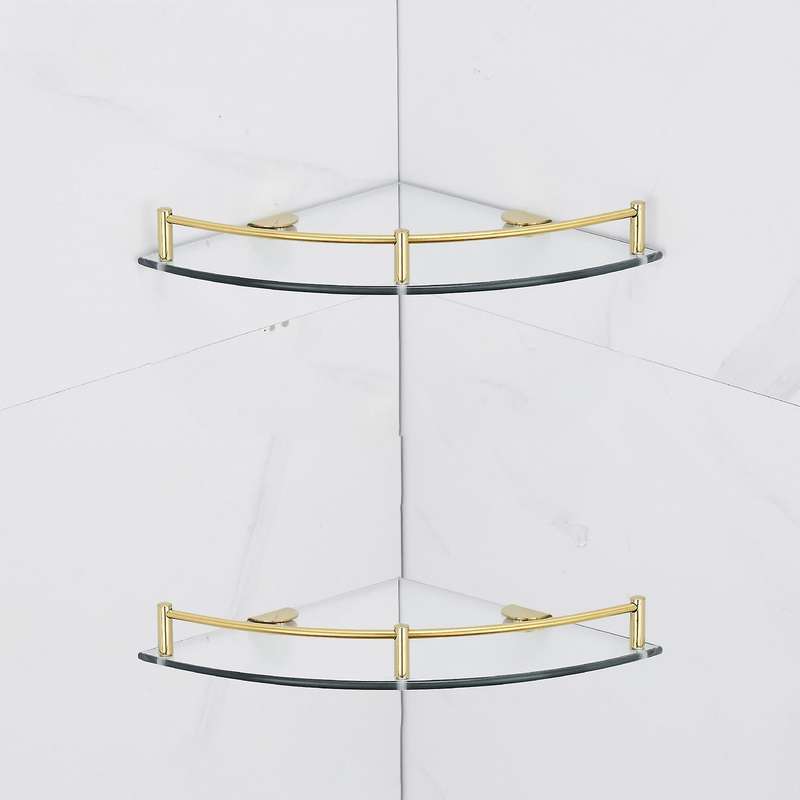 Bathroom Shelves, 2-tier Bathroom Glass Corner Shelf Wall Mounted-b