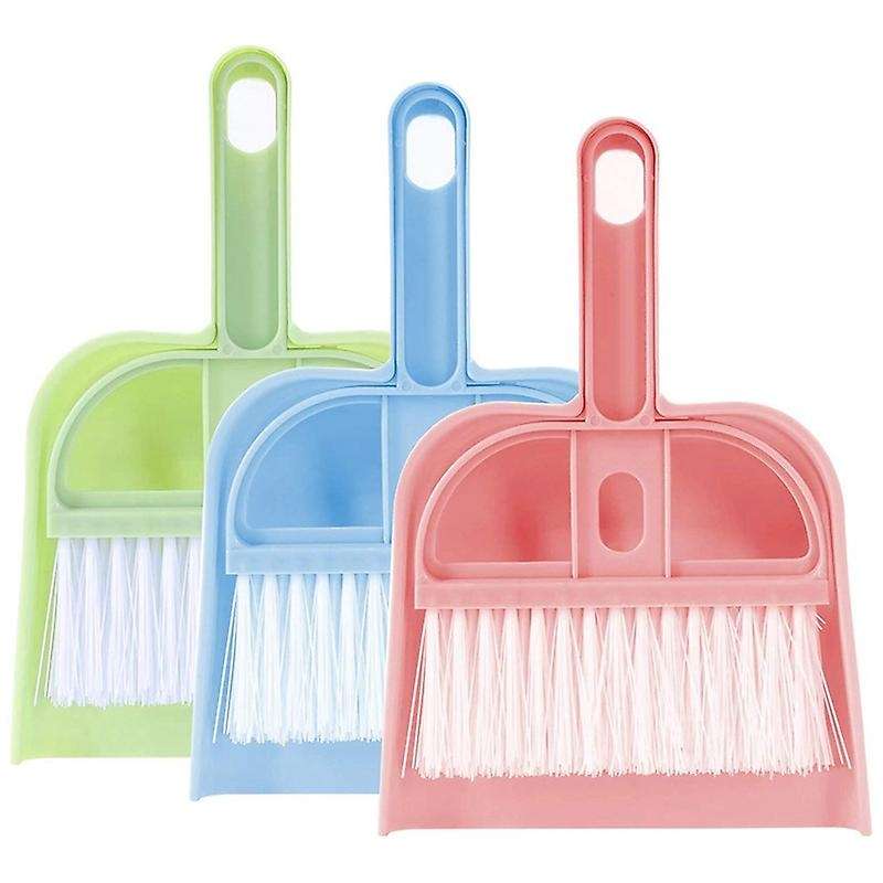 3 Pack Hand Broom and Dustpan Set for Desk, Car and Animal Waste