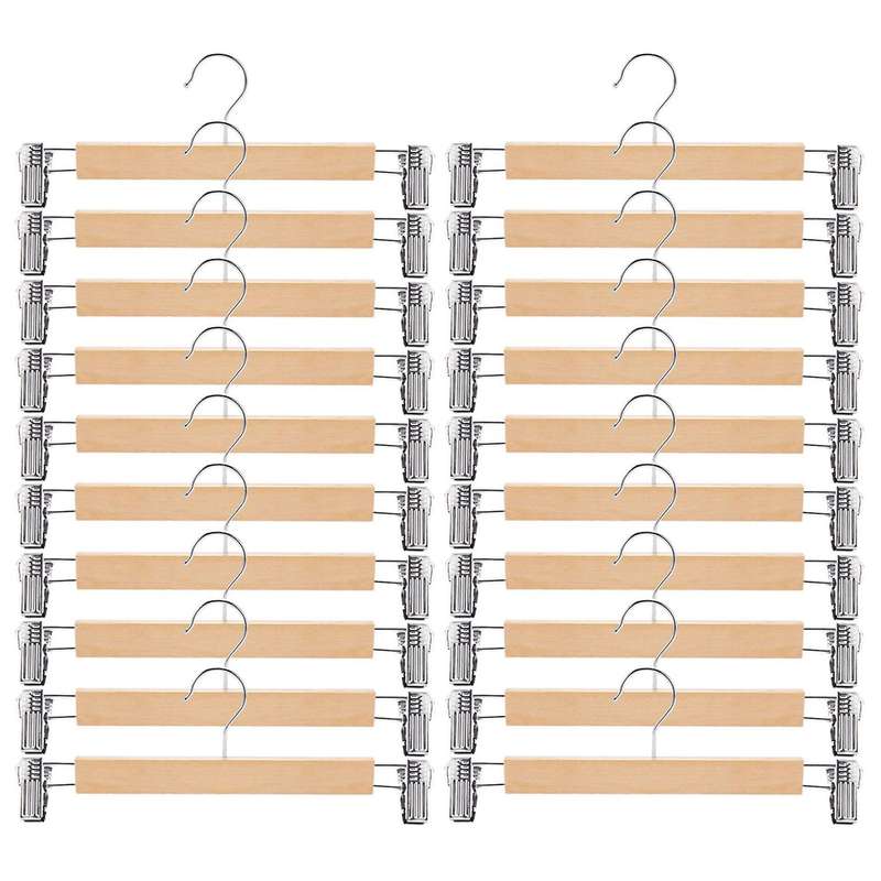 Wooden Skirt Hangers (pack Of 20) Non-slip,360 Degree Swivel Hook