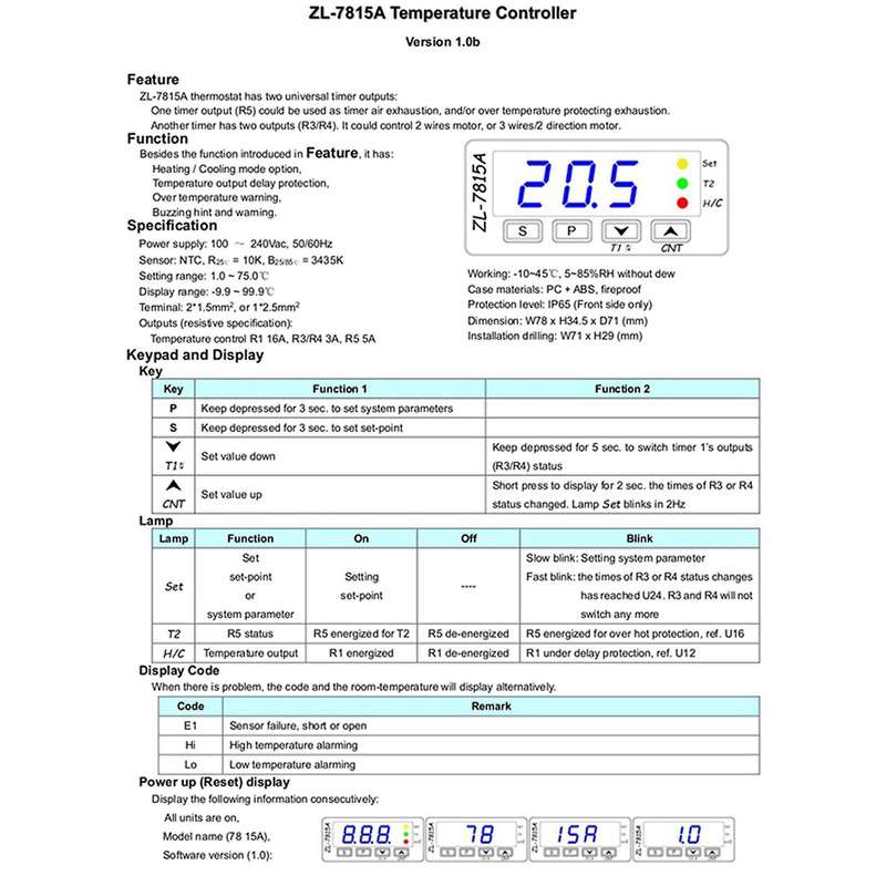 Lilytech 4x Zl-7815a, Thermostat for Incubator, Incubator Controller