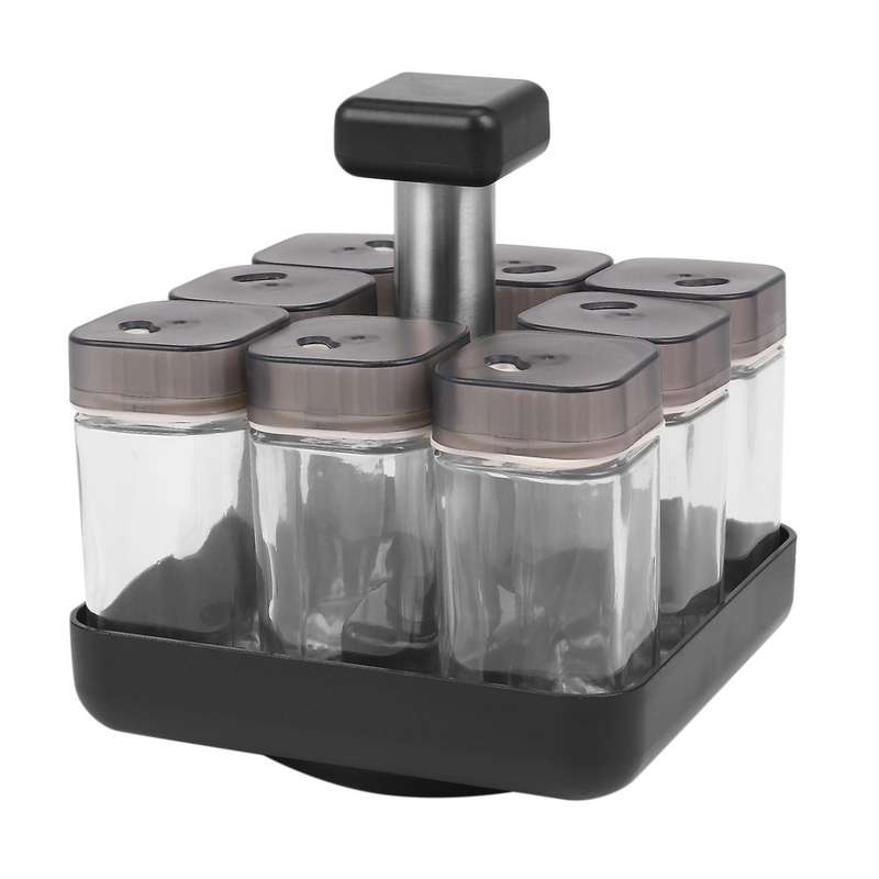 8pcs Condiment Set Spice Jar Rack Kitchen Cruet Condiment Bottle