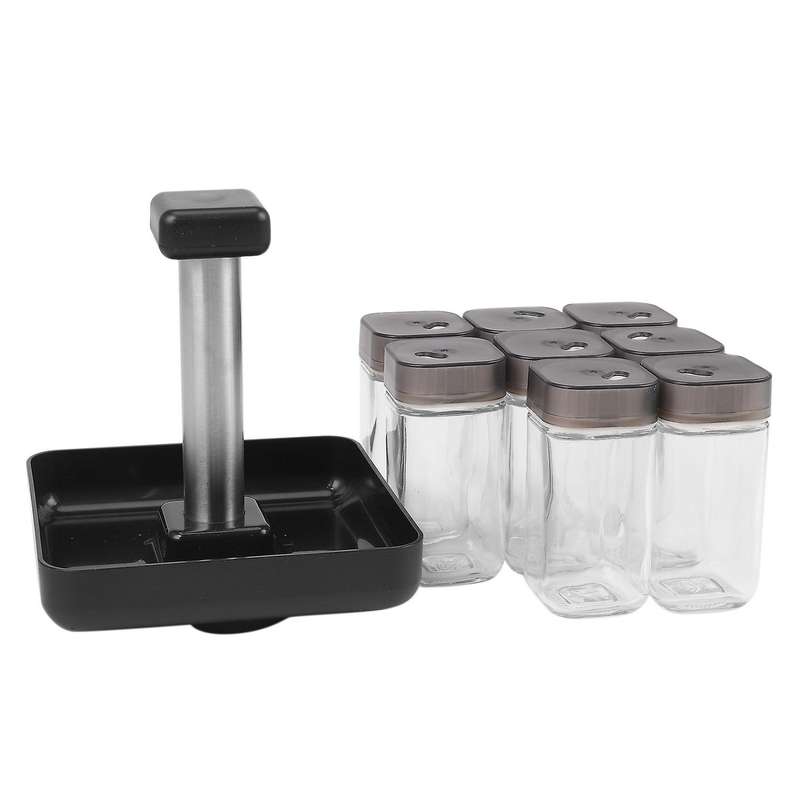 8pcs Condiment Set Spice Jar Rack Kitchen Cruet Condiment Bottle