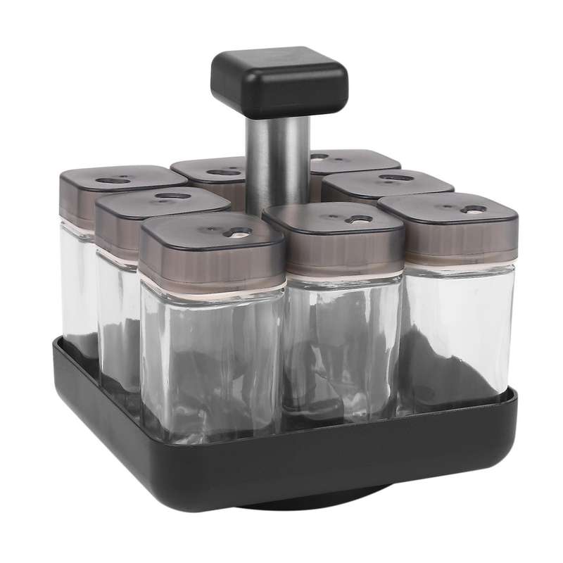 8pcs Condiment Set Spice Jar Rack Kitchen Cruet Condiment Bottle