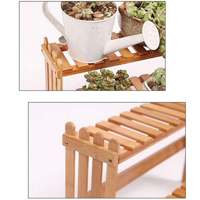2x 2 Layers Bamboo Storage Rack Kitchen Spice Jar Bottle Rack