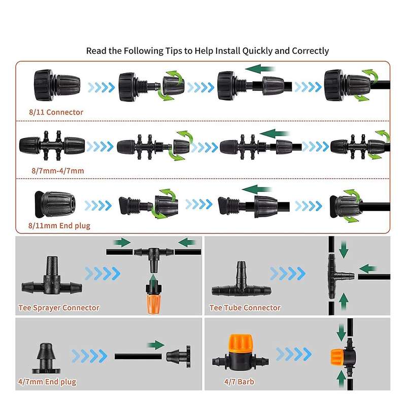 165 Ft Garden Irrigation System Tubing Watering Drip Kit Irrigation