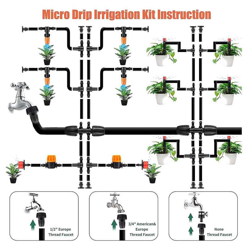 165 Ft Garden Irrigation System Tubing Watering Drip Kit Irrigation