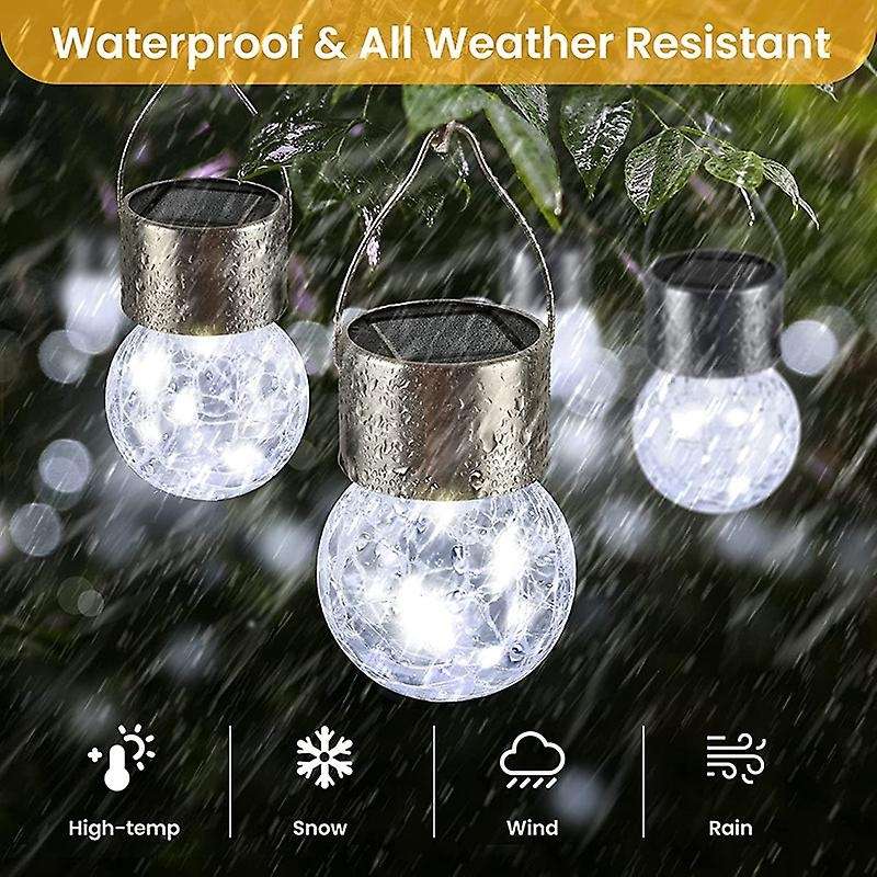 10pcs Hanging Solar Lights, Cracked Glass Ball Light, for Yard, Patio