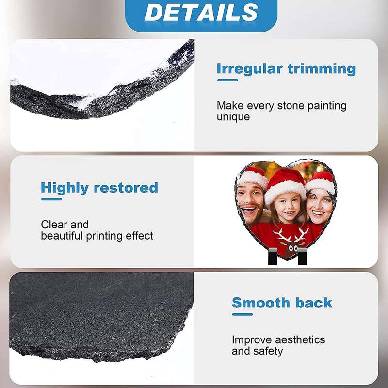 4pcs Sublimated Slate Heart Shaped Blank Slate Rock Slate with Stand