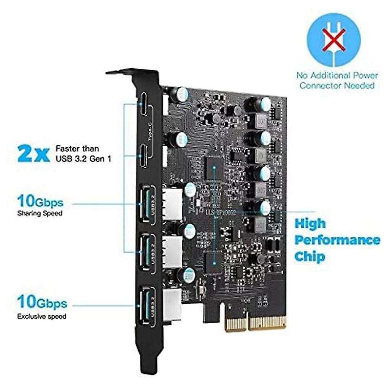 Pcie to Usb 3.2 Gen 2 Card with 20gbps Bandwidth 5-port