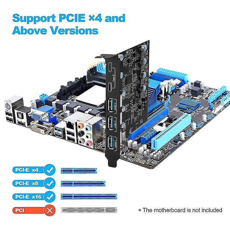 Pcie to Usb 3.2 Gen 2 Card with 20gbps Bandwidth 5-port