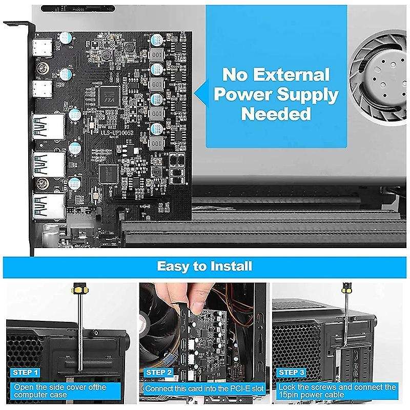 Pcie to Usb 3.2 Gen 2 Card with 20gbps Bandwidth 5-port