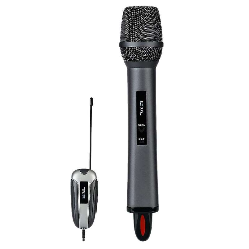 Wireless Microphone Uhf Metal Dynamic Mic System Gray