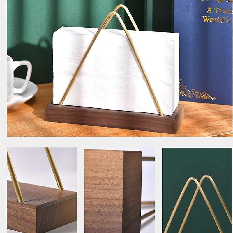 Solid Wood Creative Vertical Triple-cornered Tissue Holder Coffee C
