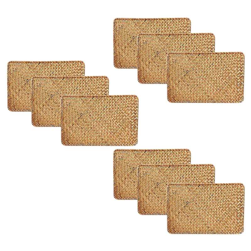 Pack Of 9, Natural Seagrass Place Mat, Rectangular Rattan Placemats