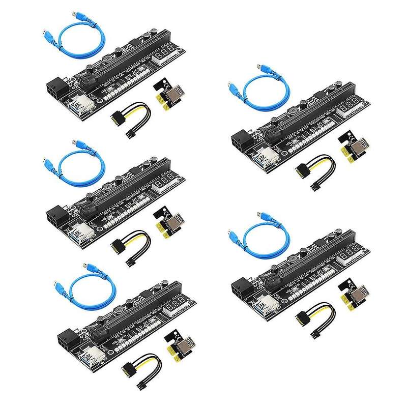 5 Pcs Pcie Riser 1x to 16x Graphic Extension Card