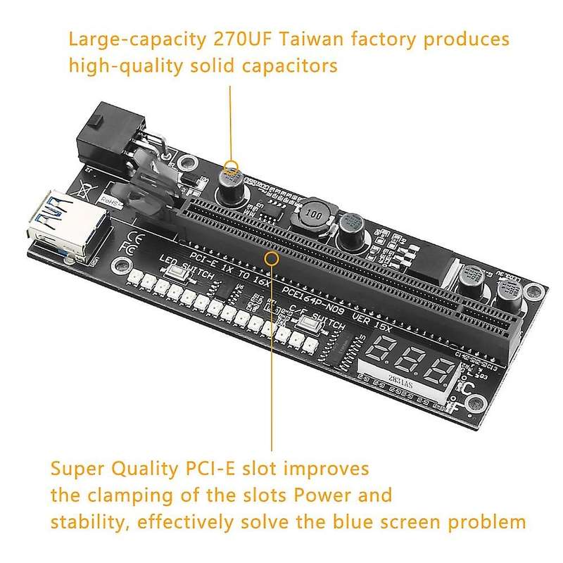 5 Pcs Pcie Riser 1x to 16x Graphic Extension Card