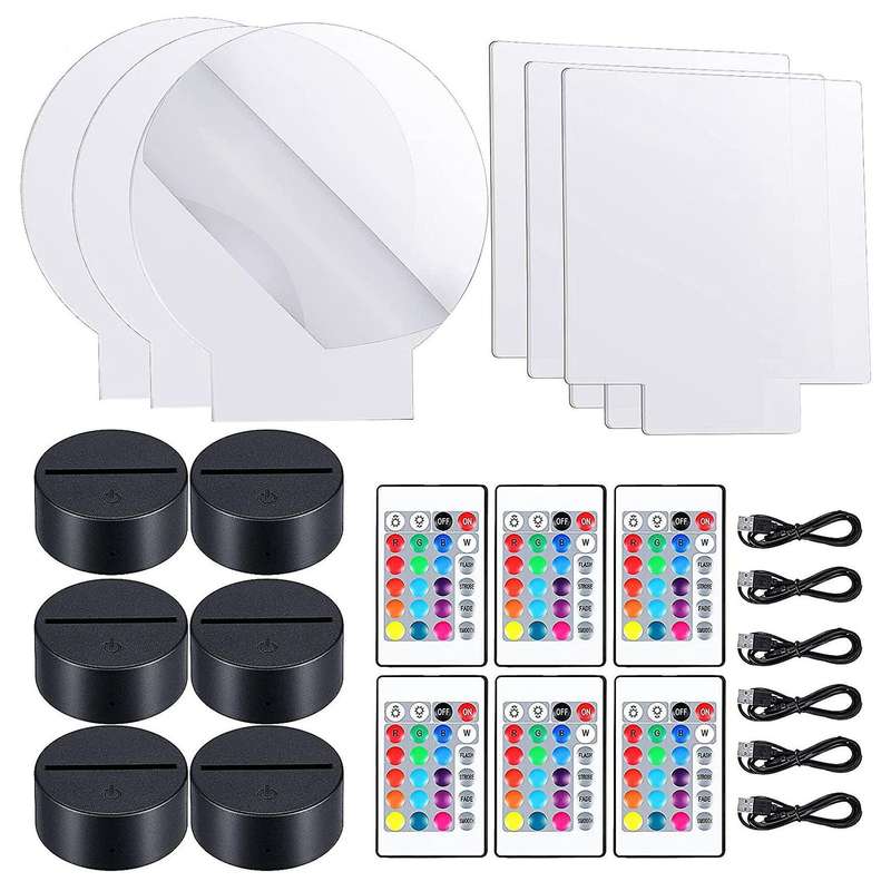 6 Sets 16 Colors Acrylic Lamp Base for Restaurant (round Square)