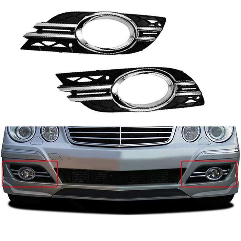 Car Front Fog Light Grill Chrome Trim Cover Set for Mercedes-benz