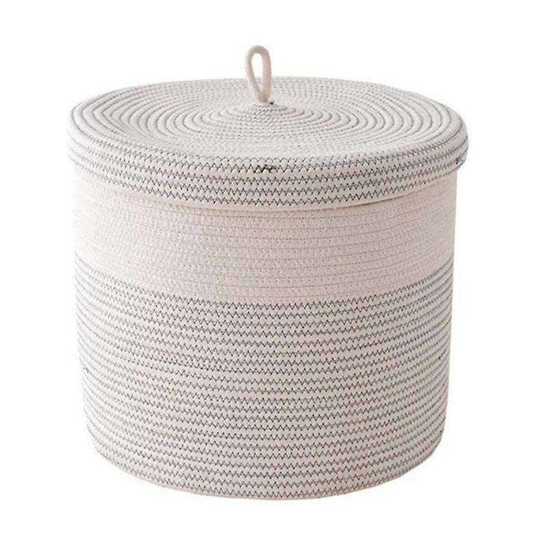 Cotton Rope Woven Laundry Basket with Lid Kids Plush Toys Storage