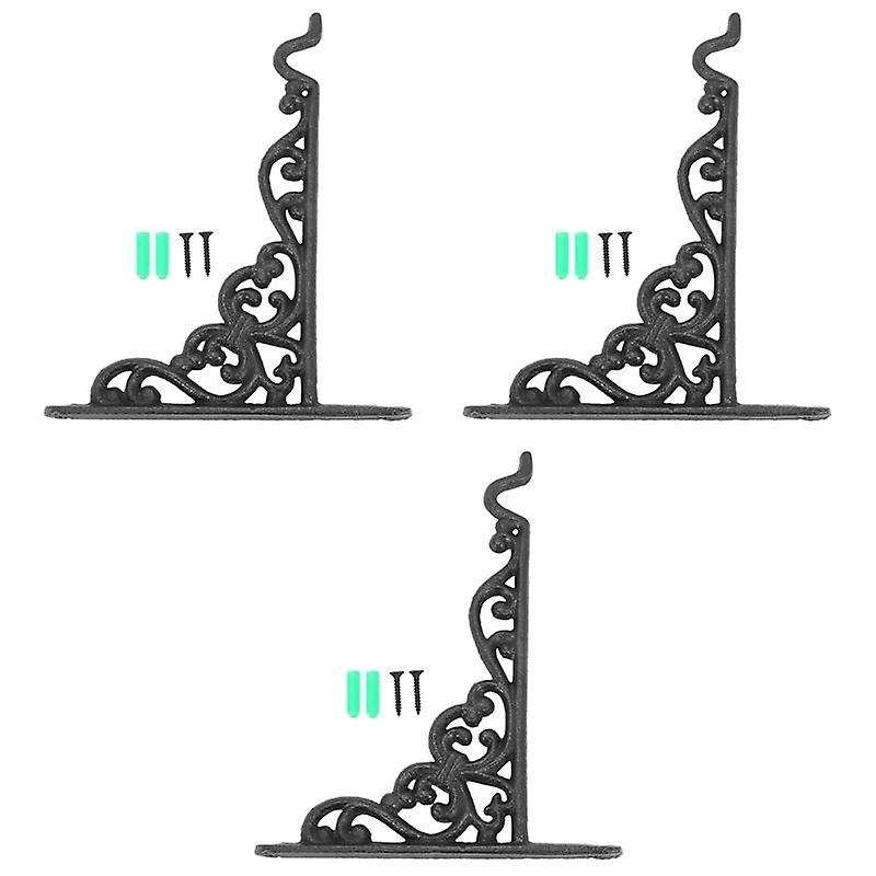 3x Cast Iron Hook Flower Pots Basket Hanger Bracket with Screw