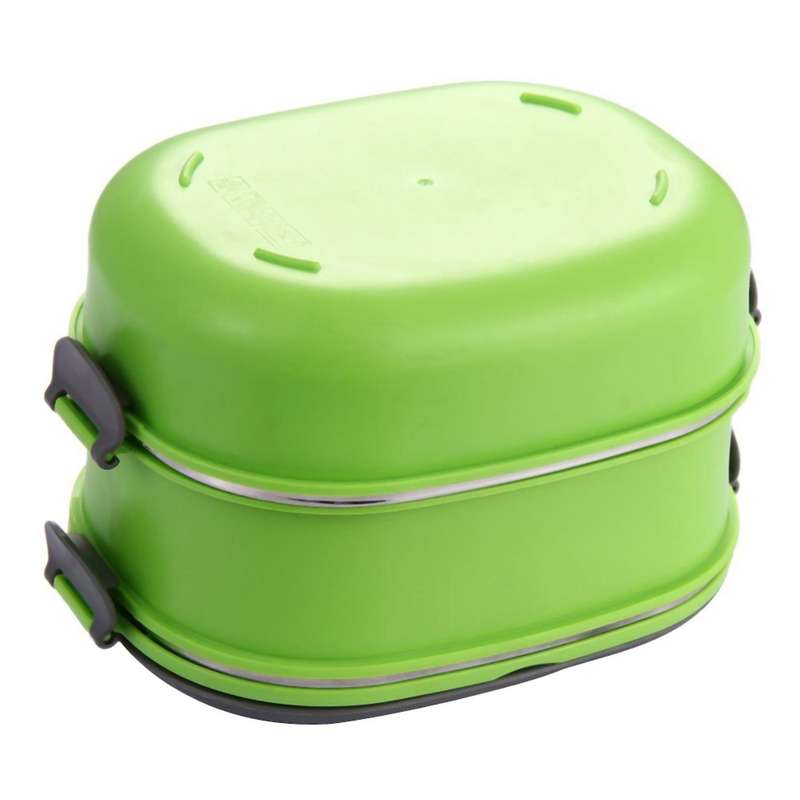 3x Insulated Lunch Box Storage Container Thermal Double Layer Green