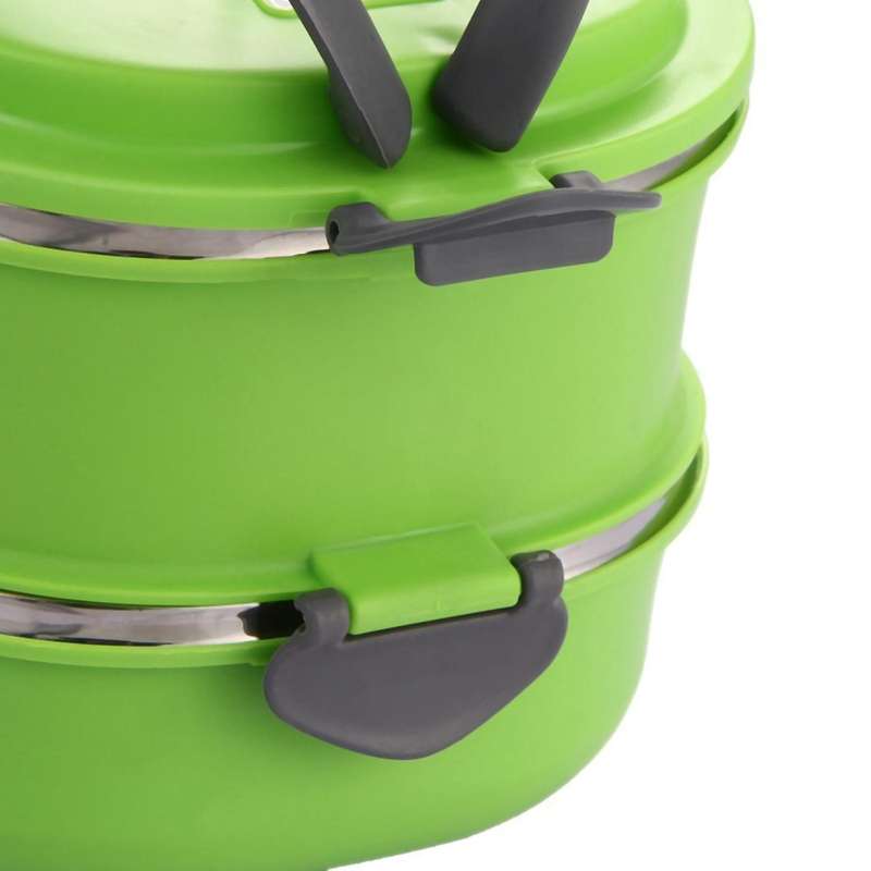 3x Insulated Lunch Box Storage Container Thermal Double Layer Green