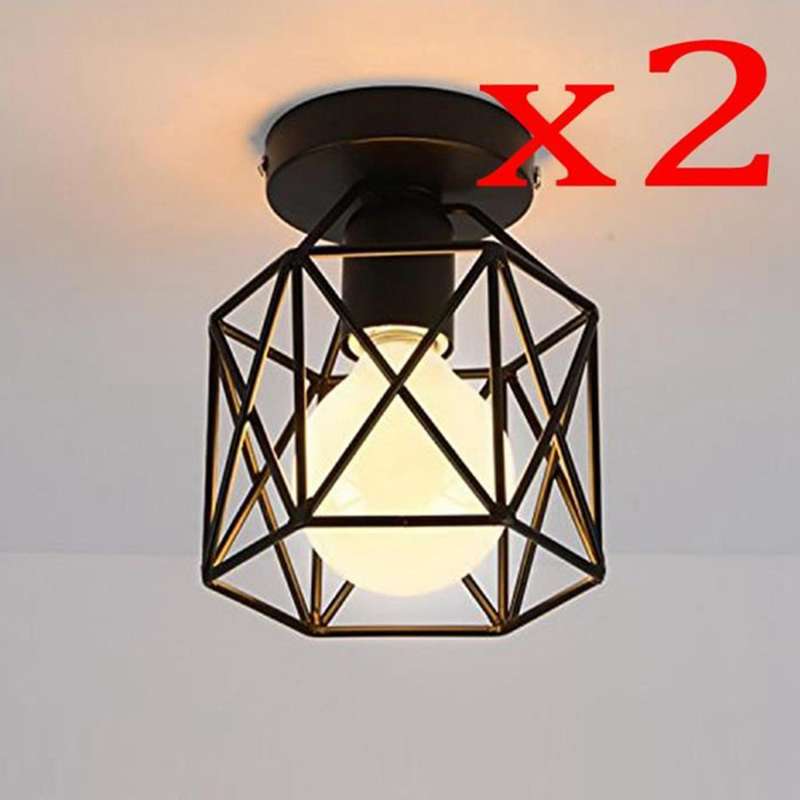 4pcs Ceiling Light Industrial Square Cage Metal Iron Retro Chandelier