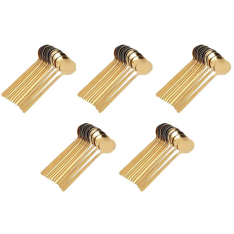 60pcs Shape Coffee Spoon Stainless Steel Dessert Spoon(gold)