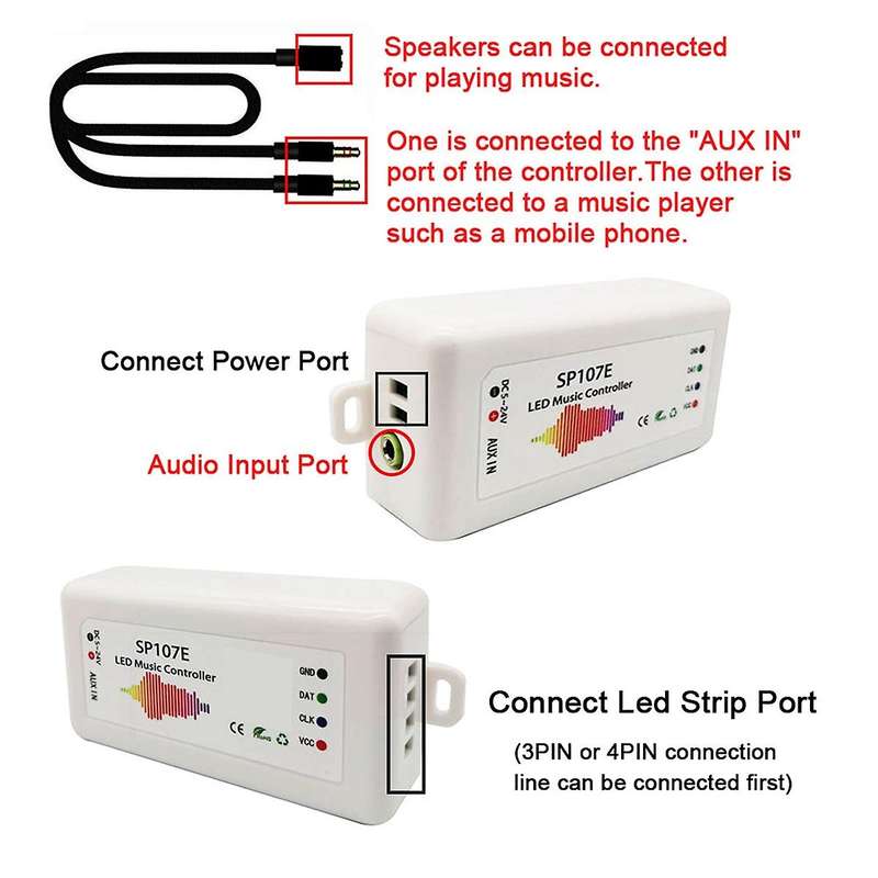 Sp107e Bluetooth Led Music Controller Full Color Pixel Ic Controllers
