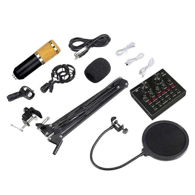 Bm800 Microphone Kit with Sound Card Microphone for Computer(gold)