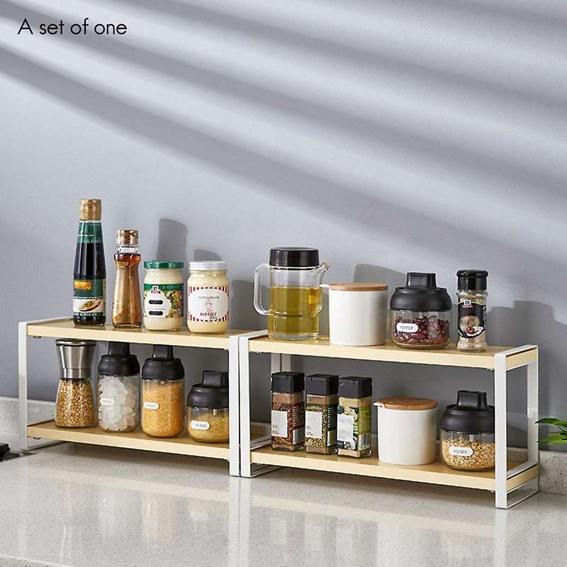 Kitchen Shelves Double-layer Storage Rack Free Perforated Spice Rack