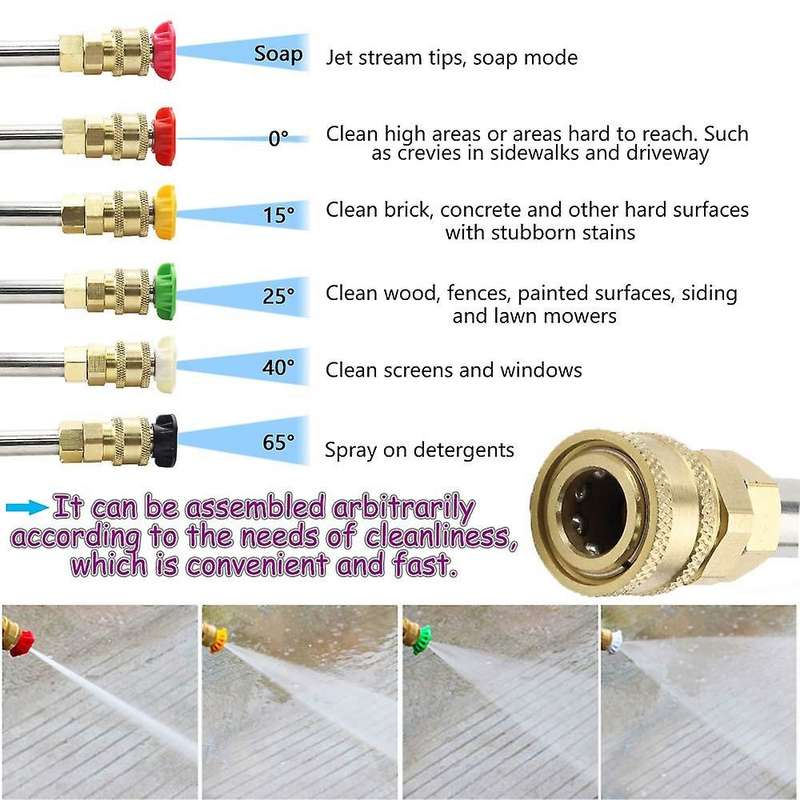 Replacable Power Washer Lance with 6 Spray Nozzle Tips Design