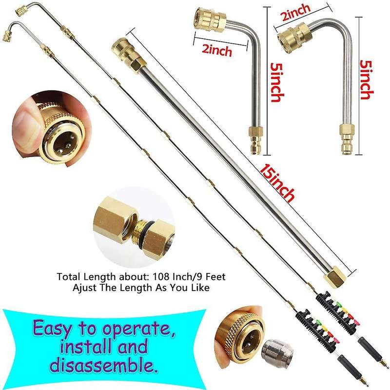 Replacable Power Washer Lance with 6 Spray Nozzle Tips Design