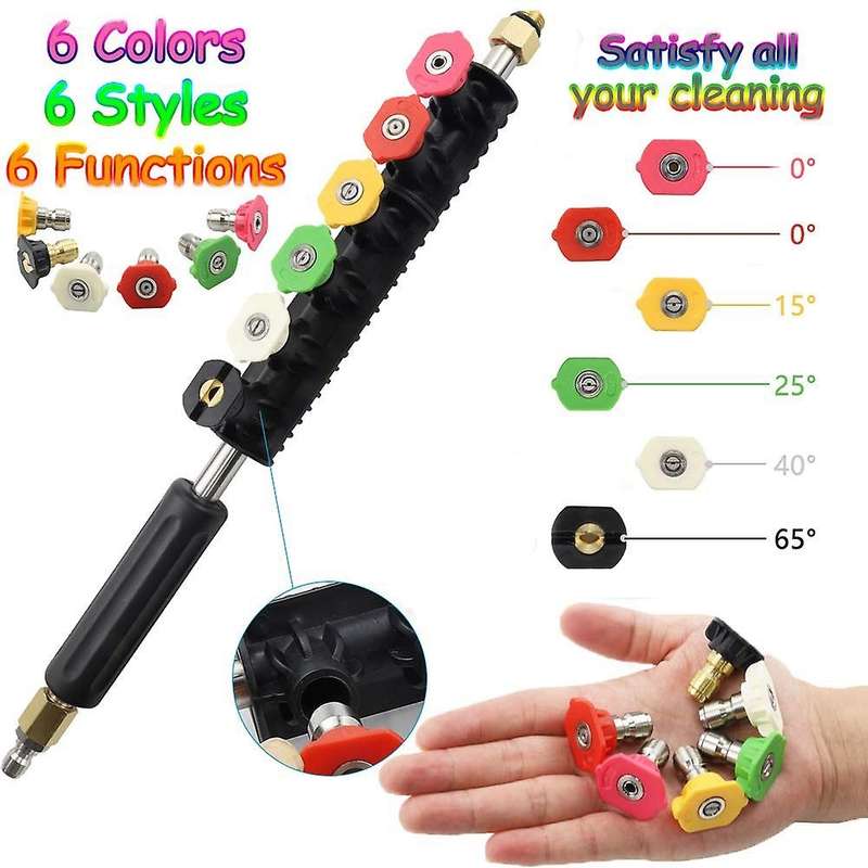 Replacable Power Washer Lance with 6 Spray Nozzle Tips Design
