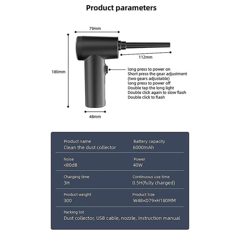 50000 Rpm Compressed Air Duster for Cleaning Laptops Dust Collector