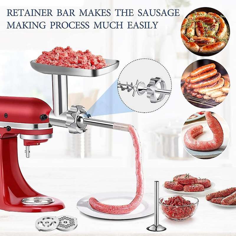 Food Grinder Attachment for Kitchenaid Stand Mixers,4 Grinding Plates