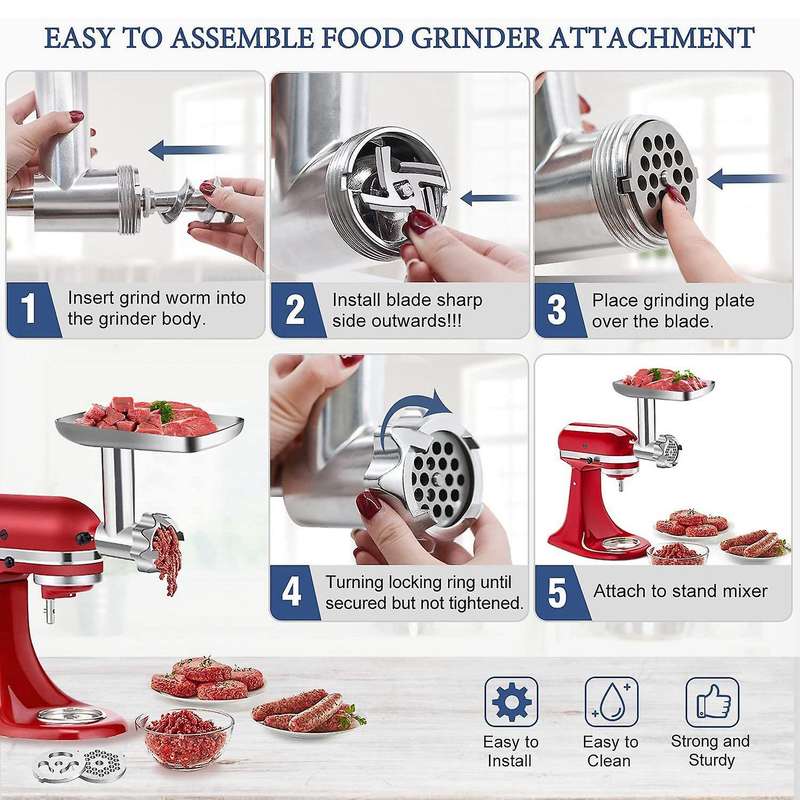 Metal Food Grinder Attachment for Kitchenaid Stand Mixers