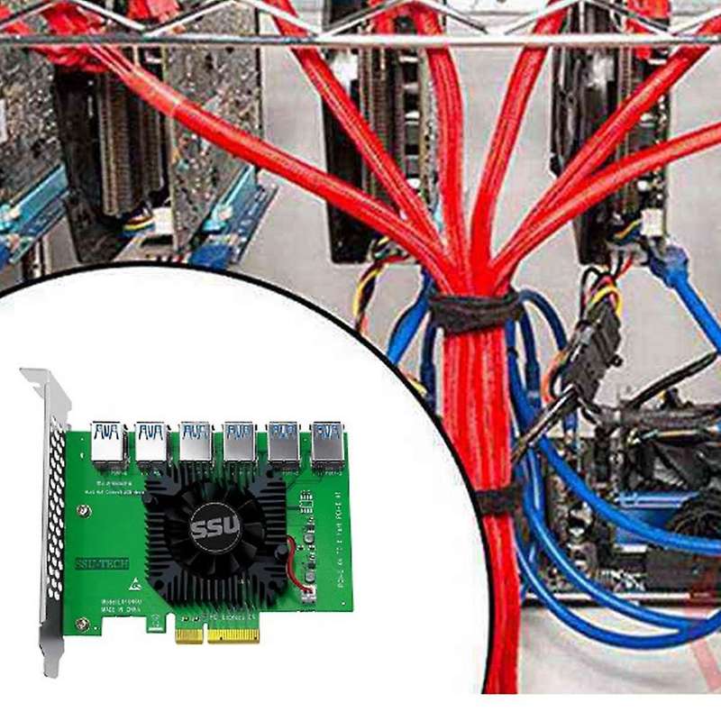 Ssu Pci Express 1 to 6 Riser Card Usb 3.0 Riser for Bitcoin Mining