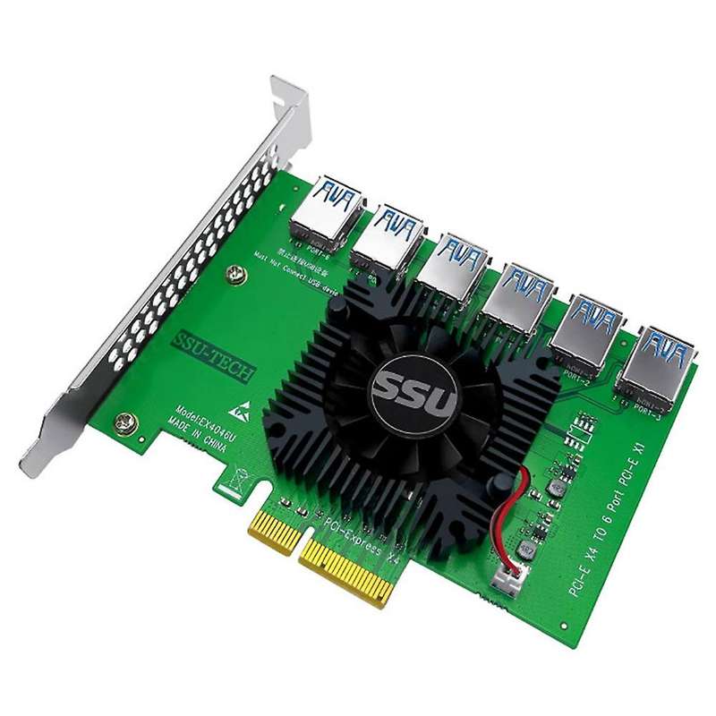 Ssu Pci Express 1 to 6 Riser Card Usb 3.0 Riser for Bitcoin Mining