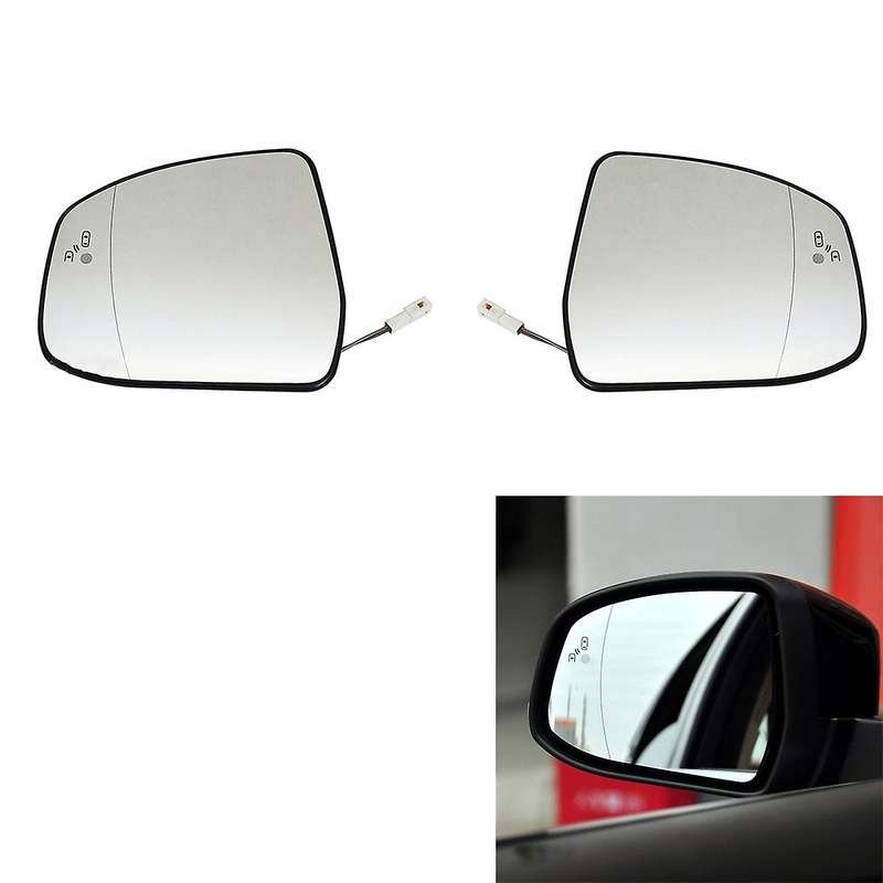 2pcs Door Wing Side Mirror Glass Heated Blind Spot Warning