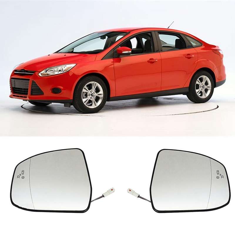 2pcs Door Wing Side Mirror Glass Heated Blind Spot Warning