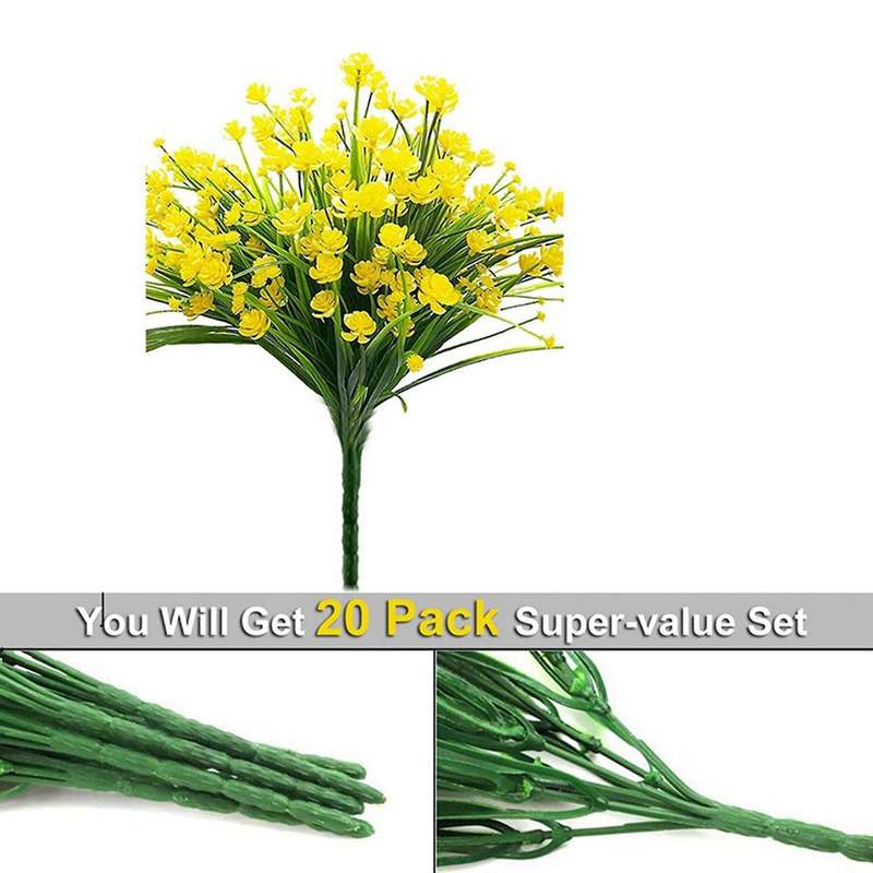 40 Bunches Of Artificial Flowers for Outdoor Decoration (yellow)