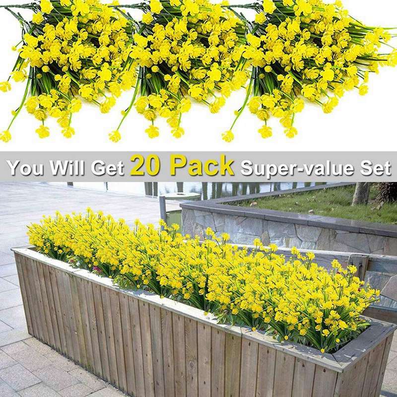 40 Bunches Of Artificial Flowers for Outdoor Decoration (yellow)