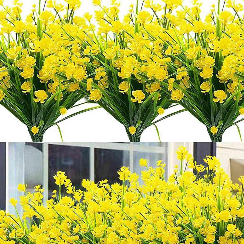40 Bunches Of Artificial Flowers for Outdoor Decoration (yellow)