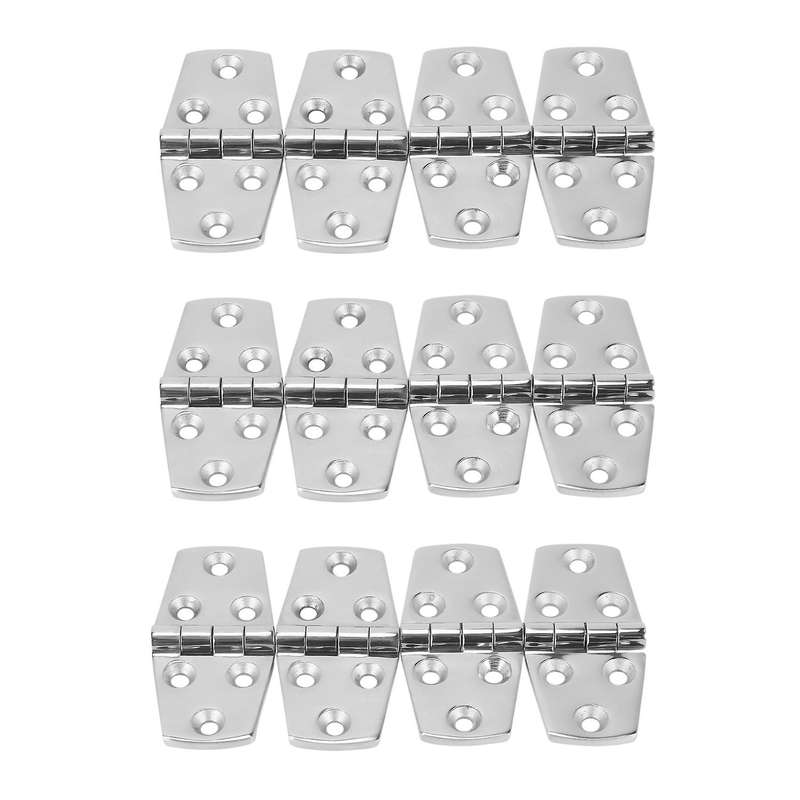12 Pieces Stainless Steel Strap Hinge for Marine Boat Yacht 76x38 Mm