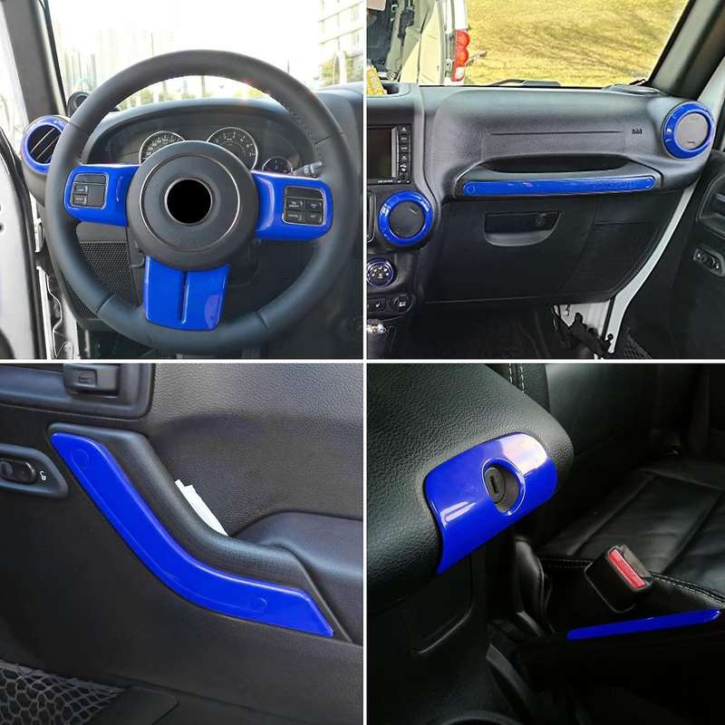 21 Pcs Car Interior Trim Kit for Jk Jeep Wrangler 2011-2017 (blue)