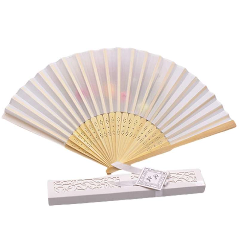 White Folding Silk Hand Fan with Wedding & Party Wedding Dance Favors