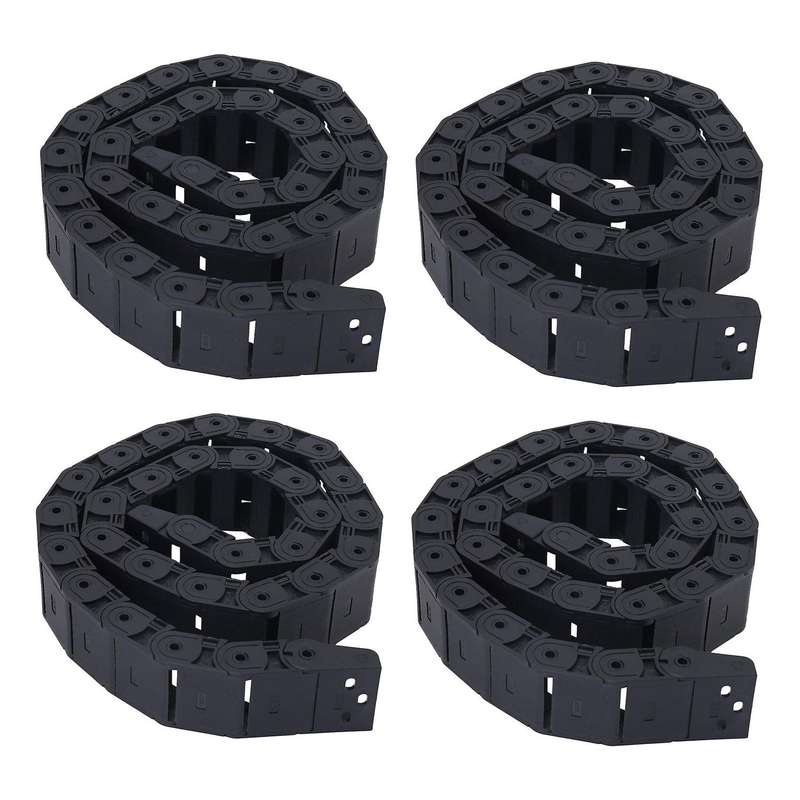 18mm X 37mm Black Flexible Semi Enclosed Cable Drag Chain 1m